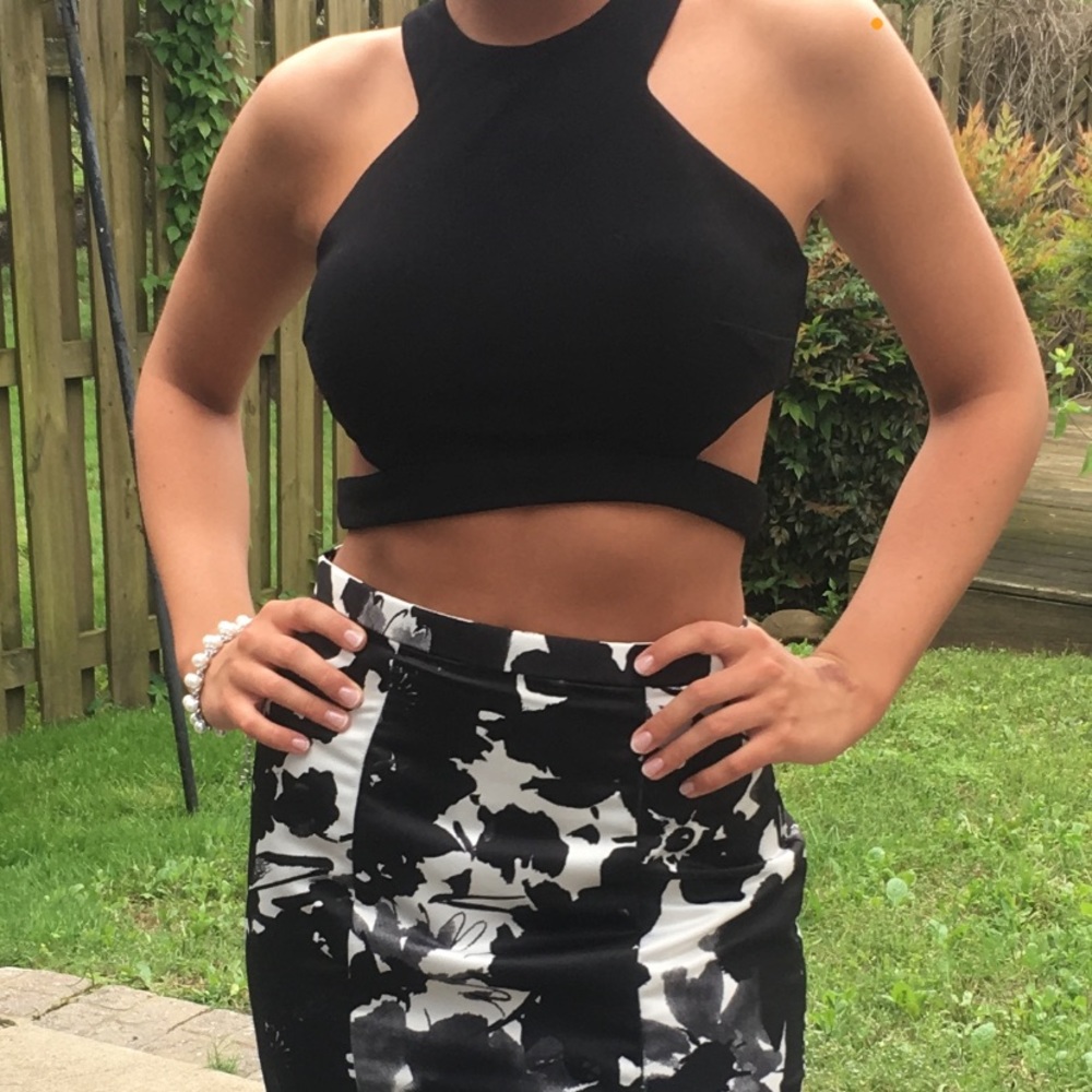 Beautiful Black and White Prom Dress from David’s Bridal